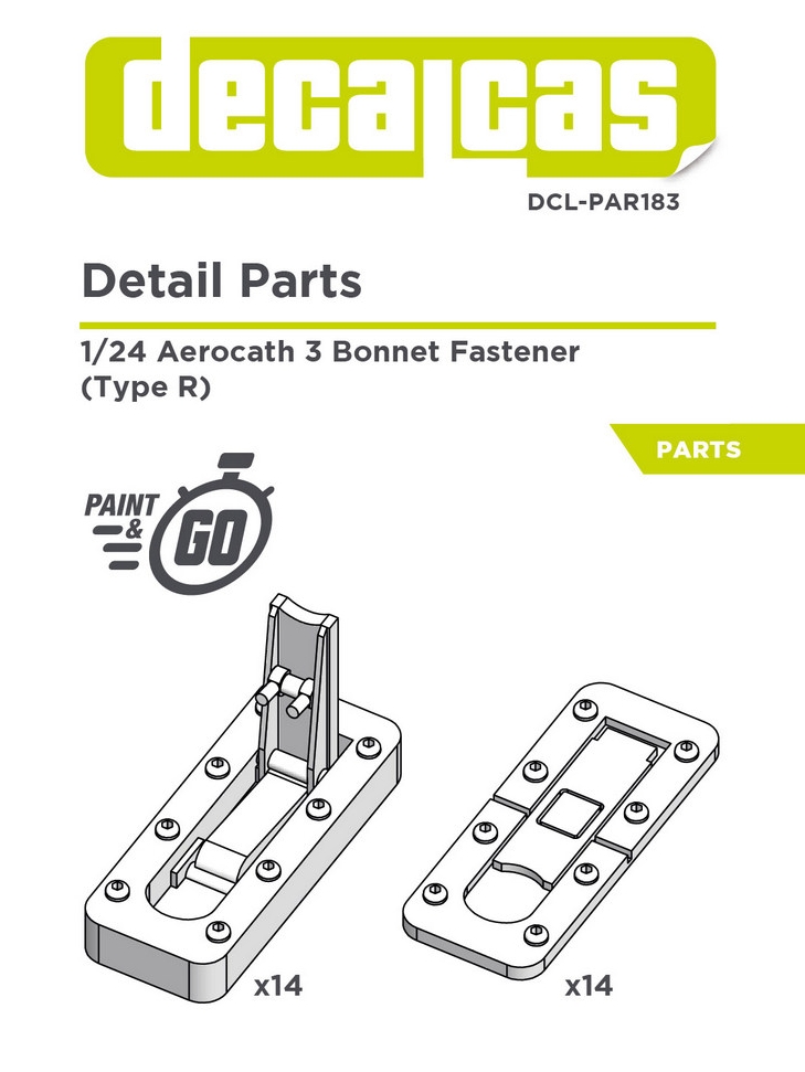 DCL-PAR183: Bonnet pins for 1/24 scale models: Aerocath 3 rectangular bonnet fastener