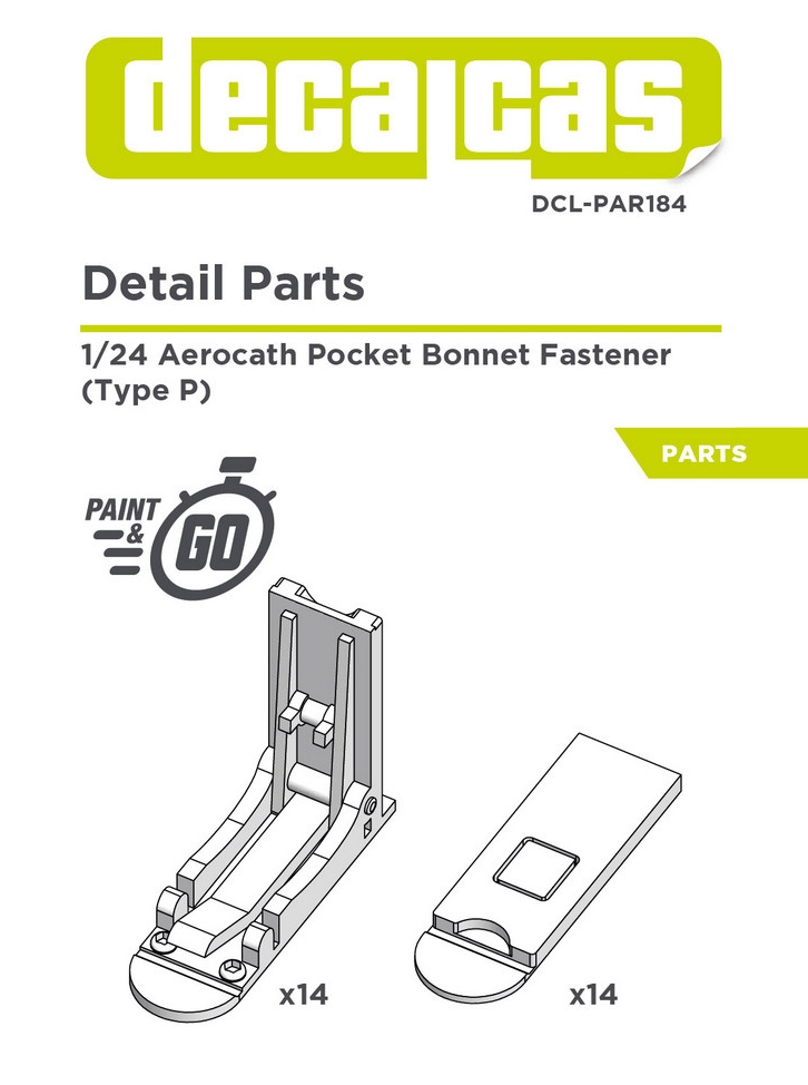 DCL-PAR184: Bonnet pins for 1/24 scale models: Aerocath pocket bonnet fastener